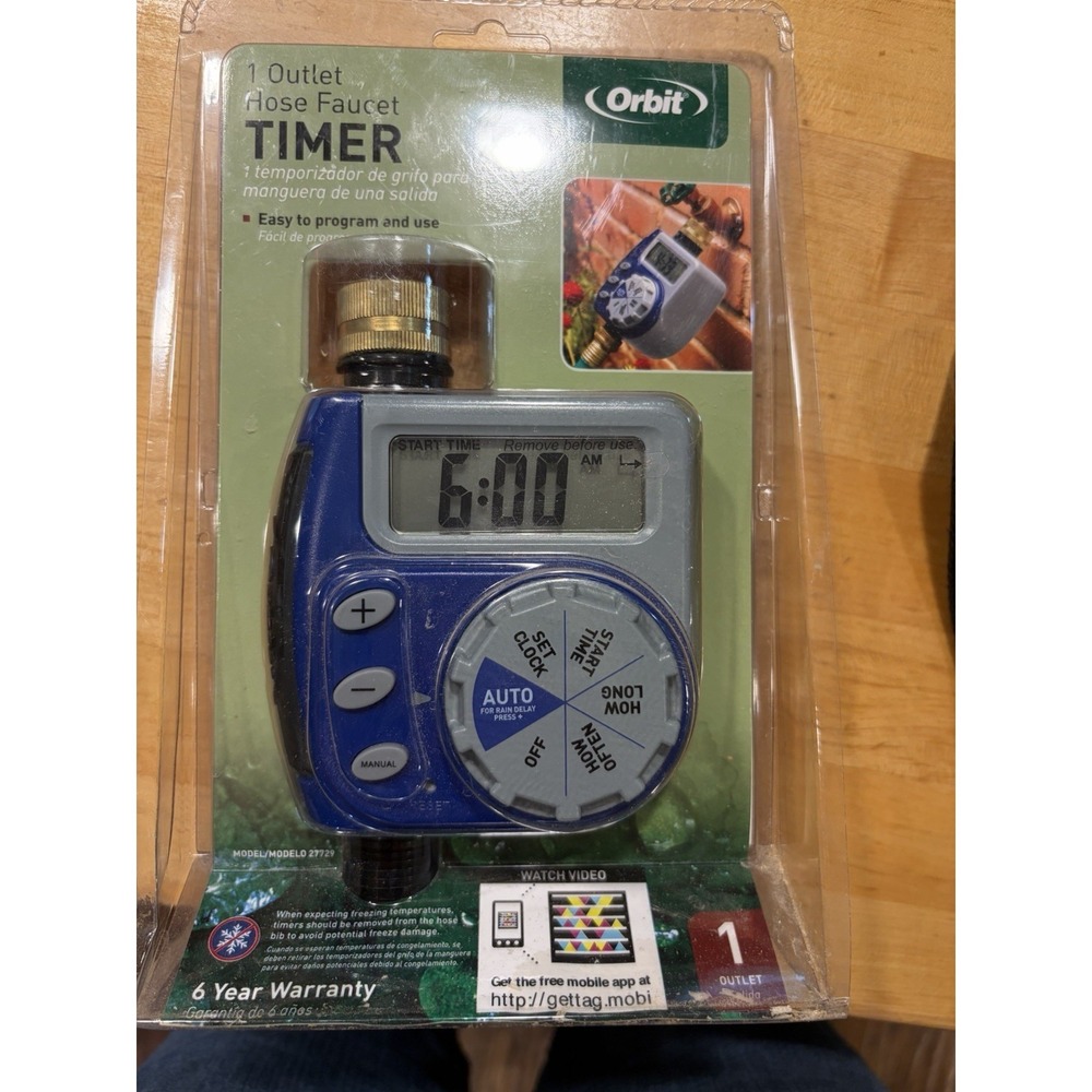 Orbit 1 Outlet Hose Faucet Timer Model 27729 New in Sealed Package